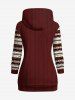 Plus Size Ethnic Graphic Cable Knit 3D Print Pockets Drawstring Hoodie -  