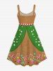 Plus Size Christmas Gingerbread Candy Buttons Balls Snowflake Print Tank Dress -  