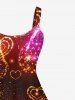 Plus Size Glitter Sparkling Heart Fireworks Print Valentines Ombre A Line Tank Party Dress -  