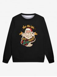 Gothic Christmas Santa Clause Letters Print Crew Neck Sweatshirt For Men -  