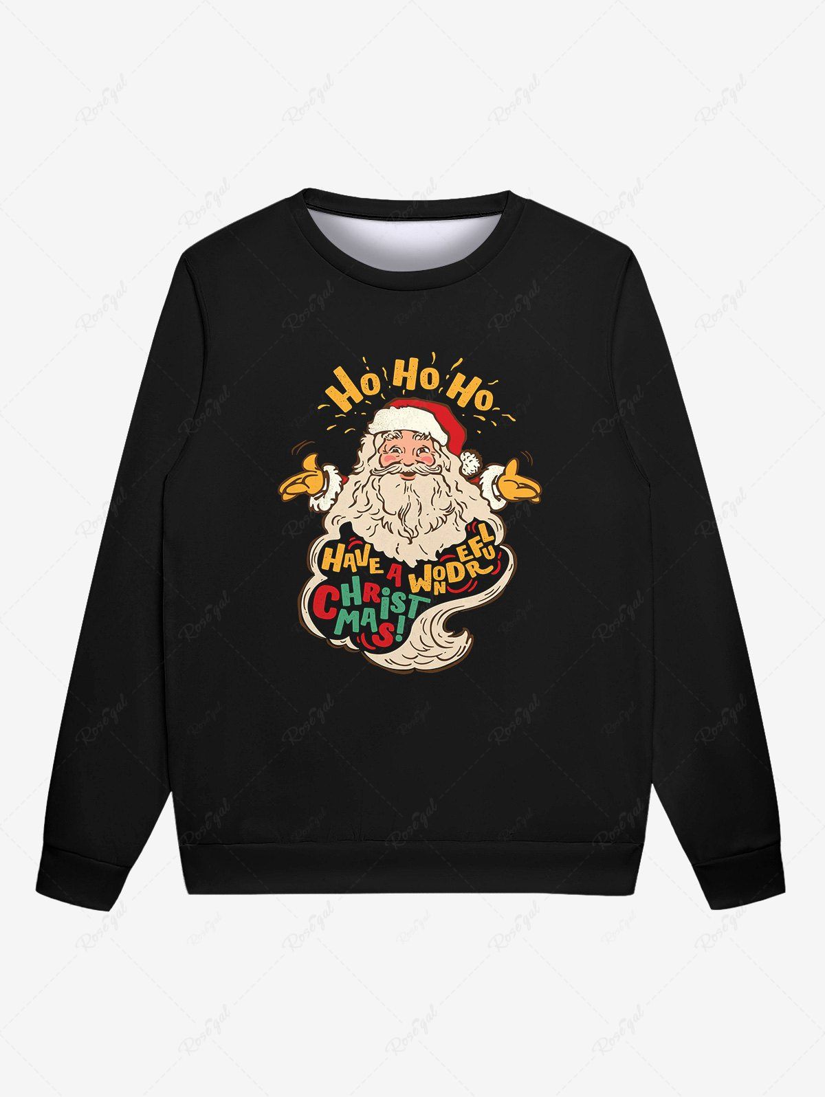 Hot Gothic Christmas Santa Clause Letters Print Crew Neck Sweatshirt For Men  