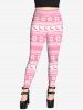 Gothic Christmas Elk Snowflake Striped Print Skinny Leggings -  