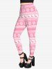 Gothic Christmas Elk Snowflake Striped Print Skinny Leggings -  