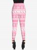Gothic Christmas Elk Snowflake Striped Print Skinny Leggings -  