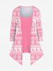 Gothic Christmas Elk Snowflake Strip Printed Patchwork Asymmetric Long Sleeves Top -  