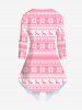 Gothic Christmas Elk Snowflake Strip Printed Patchwork Asymmetric Long Sleeves Top -  