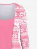 Gothic Christmas Elk Snowflake Strip Printed Patchwork Asymmetric Long Sleeves Top -  