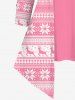 Gothic Christmas Elk Snowflake Strip Printed Patchwork Asymmetric Long Sleeves Top -  