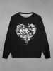 Gothic Skulls Heart Paint Splatter Print Crew Neck Sweatshirt For Men -  
