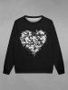 Sweat-shirt Gothique Imprimé Crâne et Coeur à Col Ras du Cou pour Homme - Noir 8XL