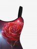 Robe de Soirée Brillante 3D Rose et Fleur Imprimées Grande Taille Saint-Valentin - Noir 3X