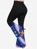 Plus Size Flowers Galaxy Stars Glitter Sparkling Sequin 3D Print Flare Disco Pants -  