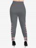 Plus Size Checkered Plaid Braided 3D Print Leggings -  