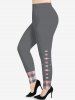 Plus Size Checkered Plaid Braided 3D Print Leggings -  