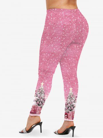 Plus Size Christmas Tree Ball Snowman Snowflake Plaid Glitter Sparkling Sequin 3D Print Leggings