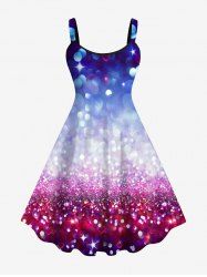Plus Size Ombre Bubble Star Glitter Sparkling Sequin 3D Print Tank Party New Years Eve Dress -  