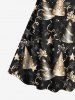 Plus Size Pentagram Striped Christmas Hat Ribbon Print Ombre A Line Party Dress -  