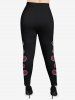 Plus Size Valentine's Day Heart Pearl Trim 3D Print Leggings -  