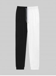 Gothic Two Tone Patchwork Pockets Drawstring Pull On Sweatpants For Men -  