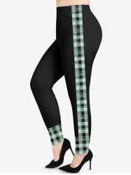Plus Size Plaid Checkered Print Leggings -  