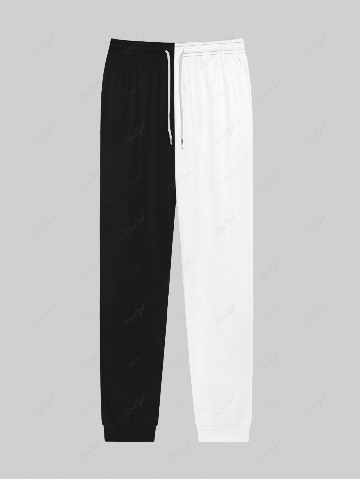Pantalon de Survêtement à Deux Tons avec Cordon de Serrage Style Gothique pour Hommes Noir XS