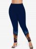 Plus Size New Year Party Galaxy Fireworks Glitter Sparkling Sequin 3D Print Leggings -  
