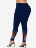 Plus Size New Year Party Galaxy Fireworks Glitter Sparkling Sequin 3D Print Leggings -  