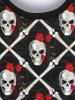 Sweat-shirt Gothique Rose Crâne Imprimés à Carreaux à Manches Longues pour Homme - Noir L