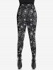 Gothic Skulls Heart Paisley Print Skinny Leggings -  