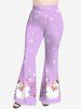 Pantalon Evasé Etoile Flocon de Neige et Père Noël Imprimés de Grande Taille - Violet clair XS