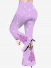 Pantalon Evasé Etoile Flocon de Neige et Père Noël Imprimés de Grande Taille - Violet clair XS