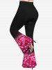 Plus Size  Valentine's Day Colorblock Crystal Glitter Sparkling Sequin 3D Print Flare Disco Pants -  