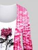 Plus Size Valentine's Day Crystal Rose Flowers Glitter Sparkling Sequin 3D Print 2 In 1 T-shirt -  