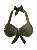 Plain Color U-ring Padded Two Piece Swimwear -  