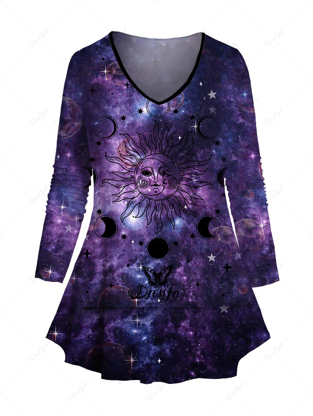 Store Long Sleeve V Neck Casual Tee  