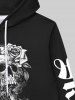 Sweat-Shirt à Capuche Pullover en Molleton à Imprimé Roses et Crânes 3D pour Hommes - Noir L
