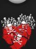 Gothic Skulls Heart Bones Print Crew Neck Pullover Long Sleeves Sweatshirt For Men -  