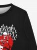 Gothic Skulls Heart Bones Print Crew Neck Pullover Long Sleeves Sweatshirt For Men -  