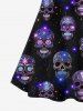 Plus Size 3D Colorful Glitter Sparkling Floral Carved Skulls Stars Galaxy Printed Crisscross A Line Cami Dress -  