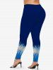 Plus Size Colorblock Sparkling Sequin Glitter 3D Print Leggings -  