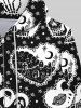 Sweat à Capuche Point de Boutonnière Gothique Lèvre Squelette Cœur Imprimés avec Poche en Cordon - Noir 4XL