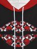 Gothic Lip Skulls Bone Print Pocket Drawstring Pullover Long Sleeves Valentines Hoodie For Men -  