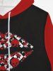 Gothic Lip Skulls Bone Print Pocket Drawstring Pullover Long Sleeves Valentines Hoodie For Men -  