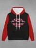 Gothic Lip Skulls Bone Print Pocket Drawstring Pullover Long Sleeves Valentines Hoodie For Men -  