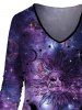Long Sleeve V Neck Casual Tee -  