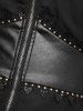 Gothic Flare Sleeves Turn-down Collar Cross Half Zipper Lace Trim Layered PU Panel Corset Chiffon Solid A Line Dress -  