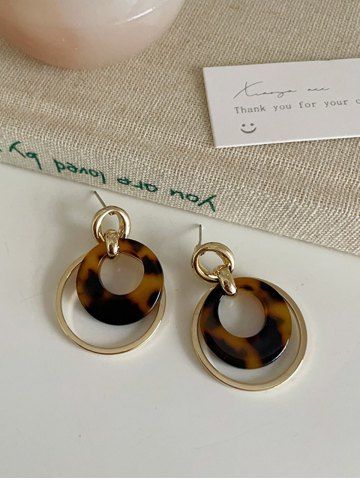 O-ring Shape Drop Earrings - GOLDEN