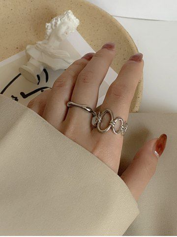 Fashion Minimalist Hollow Out Asymmetrical Rings Set - SILVER