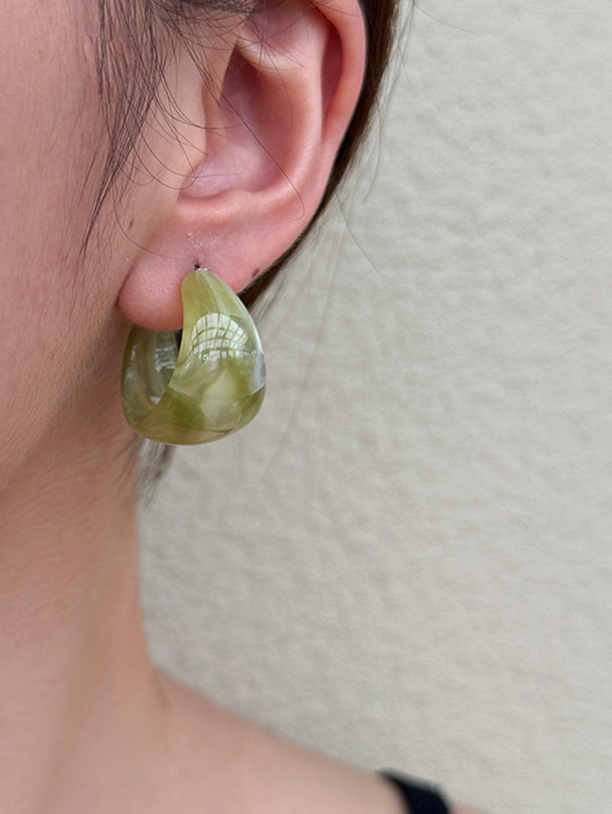 Online Olive Green Acrylic Stud Earrings  