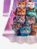 Ensemble de T-shirt Ombré Chat Sapin de Noël et Etoile Imprimés à Manches Longues - Multi-A 